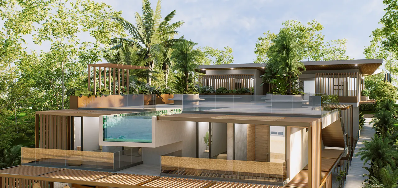 Deck de playa y piscina superior
